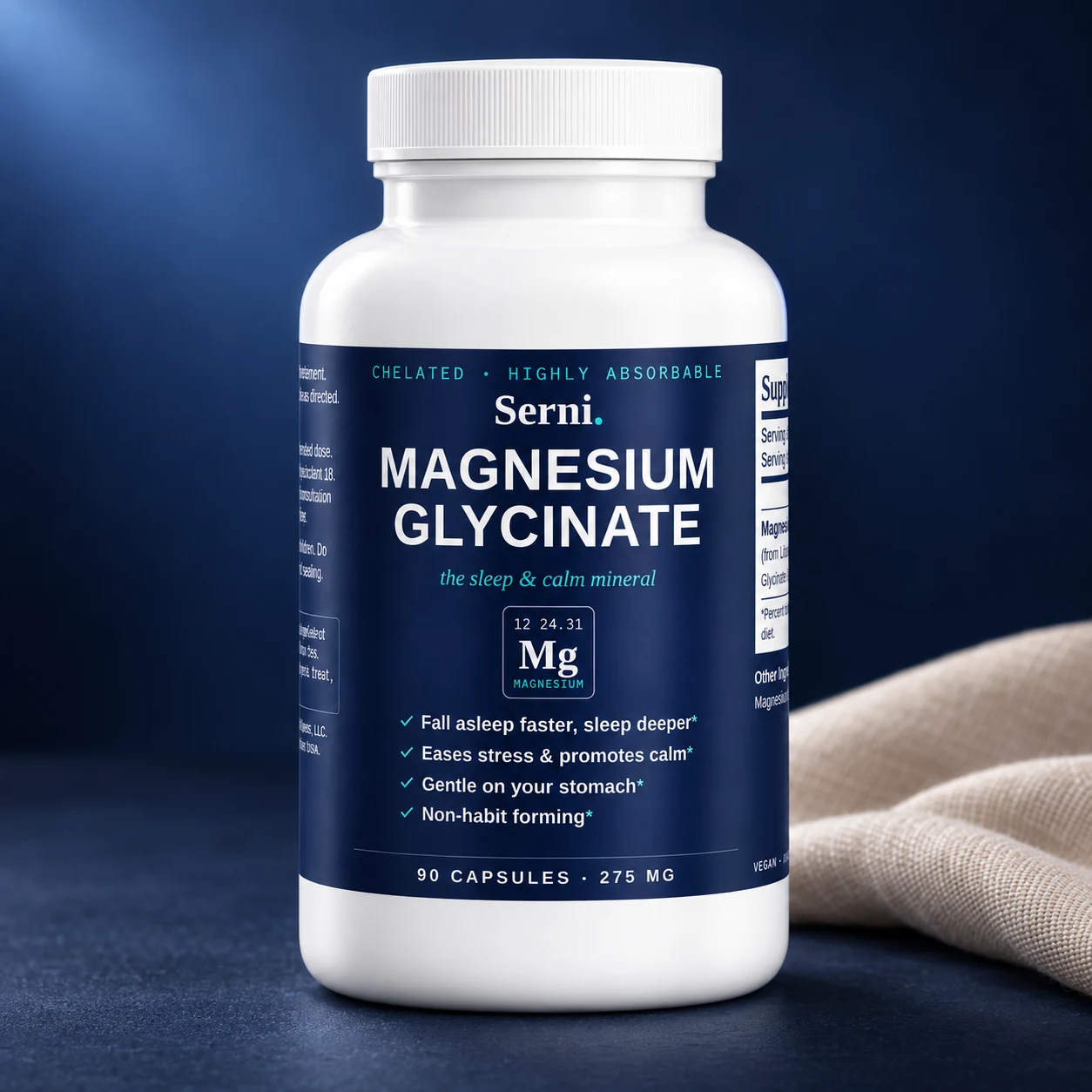 Serni Magnesium Glycinate bottle for sleep — 90 capsules